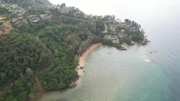 Luchtfoto Drone Beelden Hua Beach Kathu Phuket Thailand Met Wit — Stockvideo