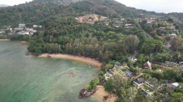 Aerial Drone Footage Hua Beach Kathu Phuket Tailandia Con Playa — Vídeos de Stock
