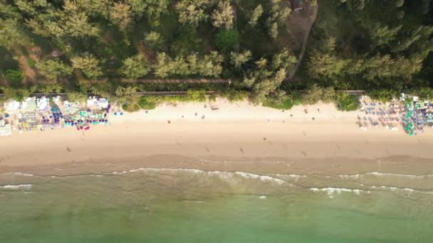 Luchtfoto Drone Beelden Kamala Beach Kathu Phuket Thailand Met Wit — Stockvideo