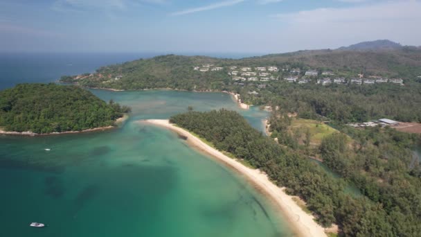 Aerial Drone Video Layan Beach Thalang Phuket Tajlandia Wyposażony White — Wideo stockowe