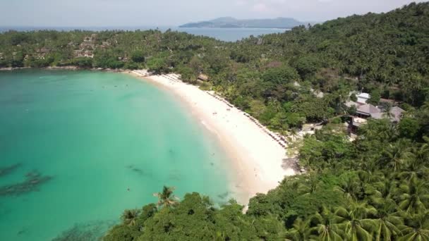 Luchtfoto Drone Beelden Pansea Beach Thalang Phuket Thailand Met Wit — Stockvideo