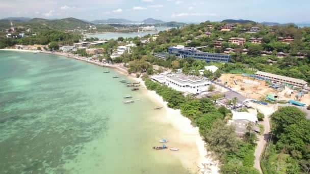 Aerial Drone Footage Laem Panwa Wichit Phuket Thaiföld Featuring White — Stock videók