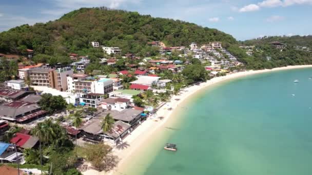 Drohnenaufnahmen Yon Beach Wichit Phuket Thailand Mit Weißem Sand Kristallklarem — Stockvideo