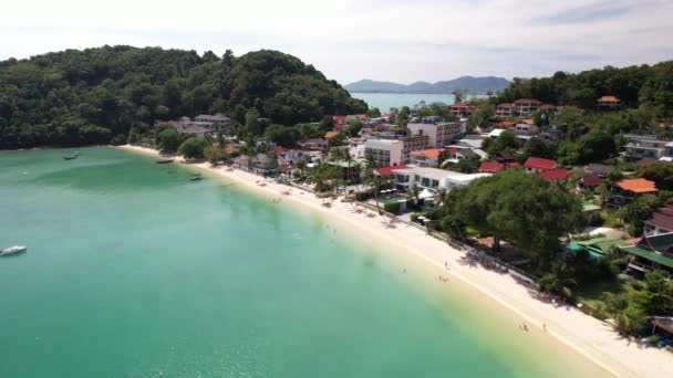Luchtfoto Drone Beeldmateriaal Yon Beach Wichit Phuket Thailand Met Wit — Stockvideo