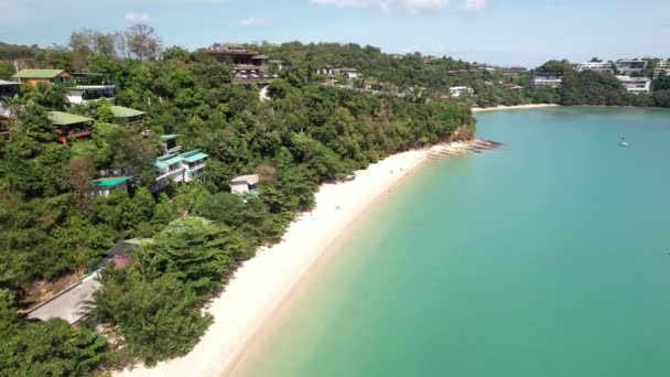 Flygdrönarfilm Yon Beach Wichit Phuket Thailand Med Vit Sand Strand — Stockvideo