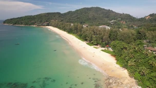 Drohnenaufnahmen Nai Thon Beach Thalang Phuket Thailand Mit Weißem Sand — Stockvideo