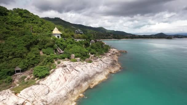 Aerial Drone Footage Chaweng Beach Koh Samui Pantai Pasir Putih — Stok Video