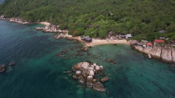 Aerial Drone Nagranie Sai Nuan Beach Koh Tao Wyposażony White — Wideo stockowe
