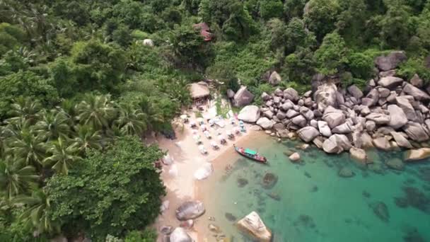 Aerial Drone Съемка Хин Вонга Тао Koh Tao Белым Песком — стоковое видео