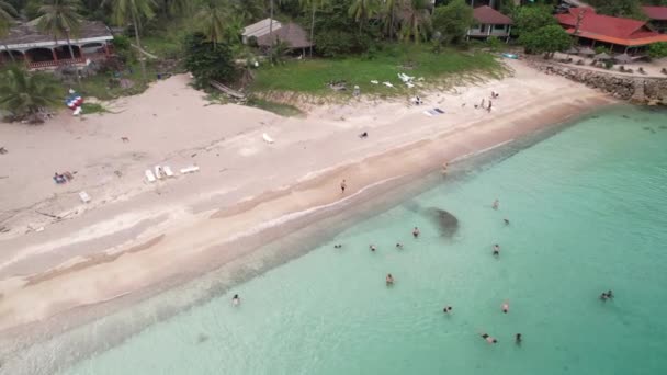 Luchtfoto Drone Beelden Van Tanote Bay Beach Koh Tao Uitgerust — Stockvideo