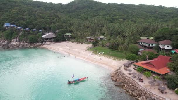 Aerial Drone Metraggio Tanote Bay Beach Koh Tao Con Spiaggia — Video Stock