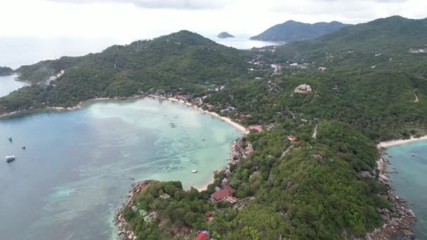 Aerial Drone Footage Chalok Baan Kao Bay Beach Koh Tao — Stok Video