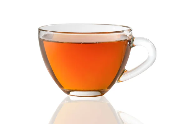 Szklany Kubek Herbaty Czarnej Białym Tle Białym Tle — Zdjęcie stockowe