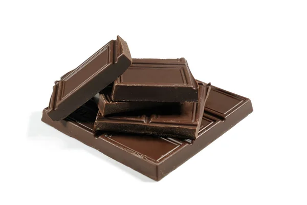 Gebroken Chocoladereep Een Witte Achtergrond Sluitingsdatum — Stockfoto