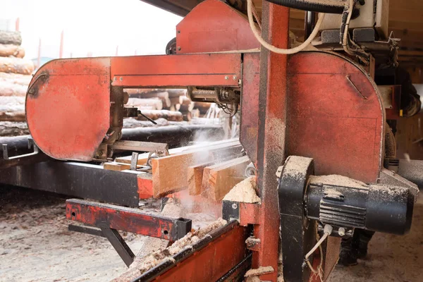 Tartak Proces Produkcji Kłód Drewna Piłowego Urządzeniach Tartaku Tartaku Przemysł — Zdjęcie stockowe