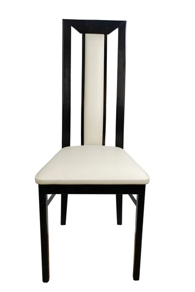 Drewniane Skórzane Krzesło Izolowane Białym Tle — Zdjęcie stockowe