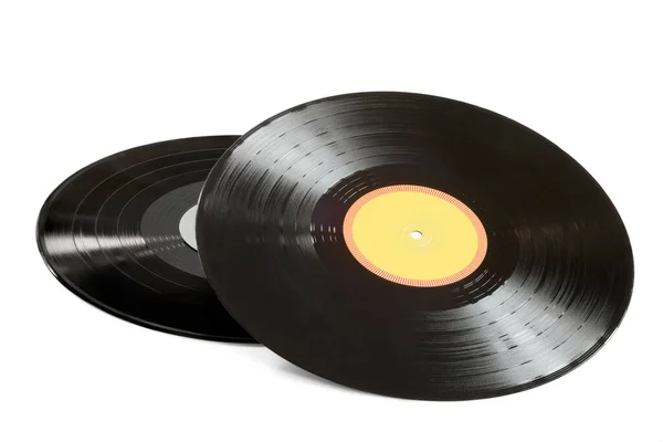 Vinyl Record Close Geïsoleerd Een Witte Achtergrond — Stockfoto