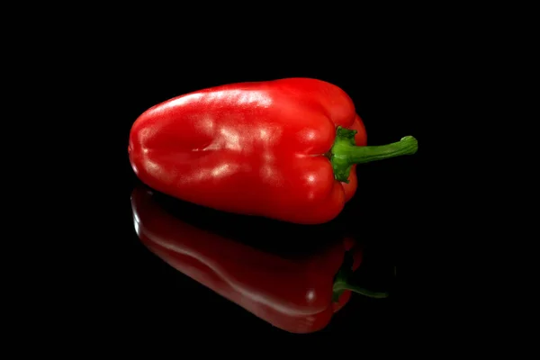 Red Sweet Pepper Black Bacbkground — Stock Photo, Image