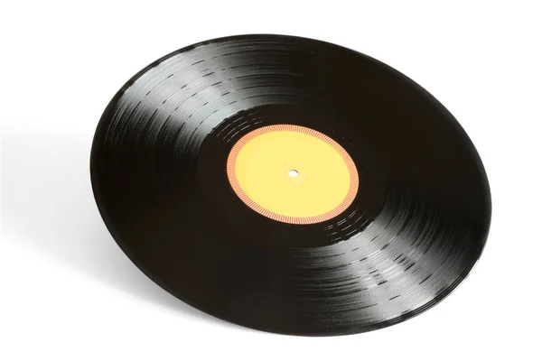 白い背景上分離コピー スペースを持つビニール レコードのビンテージ アナログ音楽記録媒体 — ストック写真