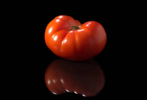 Fresh Tomato Closeup Black Background — Stock Photo, Image