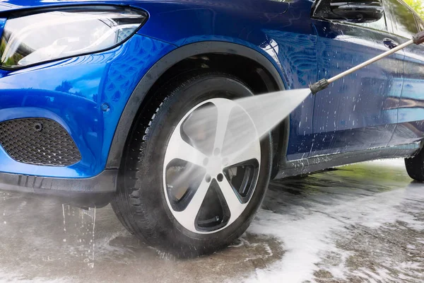 Lavado Coches Bajo Presión Del Agua — Foto de Stock