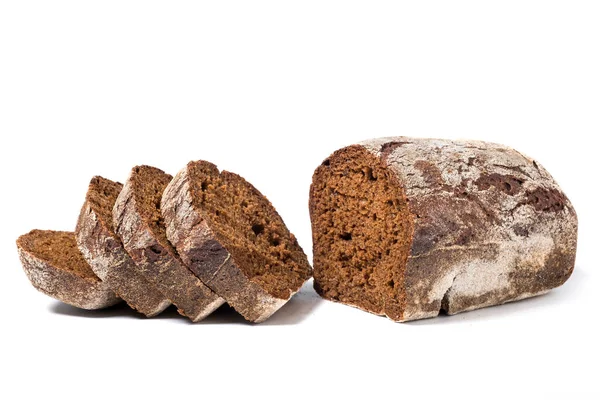 Свіжий Нарізаний Житній Хліб Ізольований Білому Тлі — стокове фото
