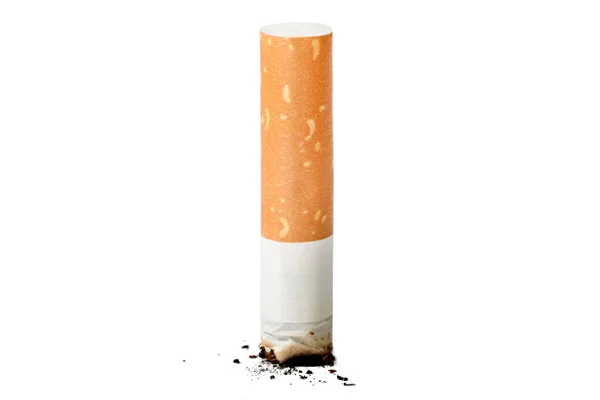 Uma Queimadura Cigarro Isolada Fundo Branco — Fotografia de Stock