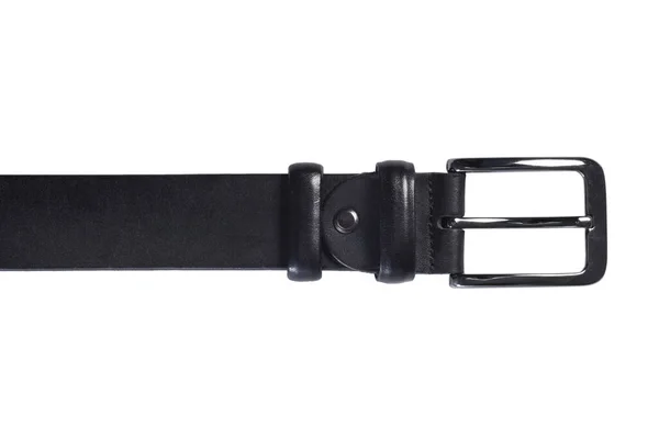Black Leather Belt Isolated White Background — Stock Photo, Image