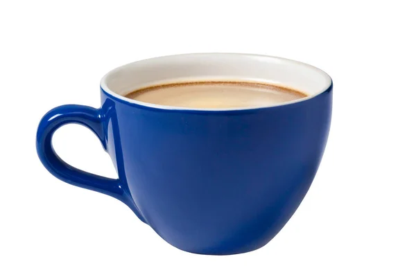 Tazza Caffè Blu Vista Dall Alto Isolato Sfondo Bianco — Foto Stock