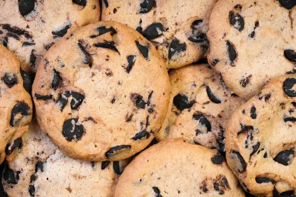 Fond Biscuits Chocolat Une Vue Haut Gros Plan Des Cookies — Photo