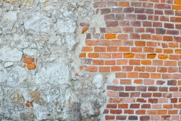 Stenen Muur Die Eraf Viel Getextureerde Achtergrond Van Een Oude — Stockfoto