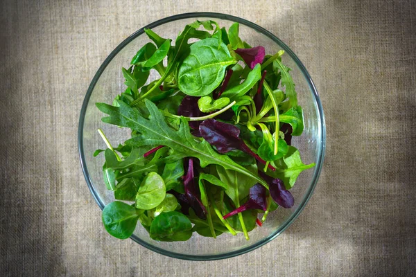 Salad Campuran Diet Makanan Sehat Pemandangan Dari Atas — Stok Foto