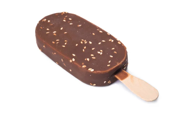Čokoládový Nanuk Zmrzlina Izolované Bílém Pozadí — Stock fotografie