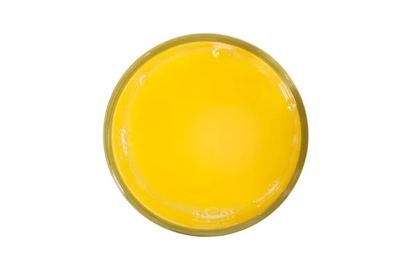 Een Glas Vers Sinaasappelsap Een Witte Achtergrond Bovenaanzicht — Stockfoto