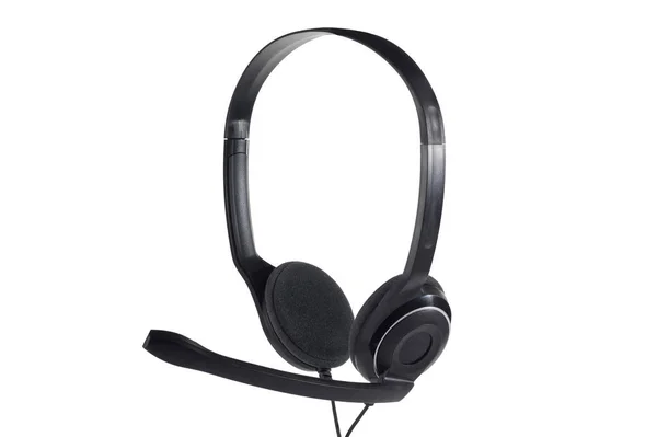 Black Headphones Isolated White Background Close — Stock Photo, Image