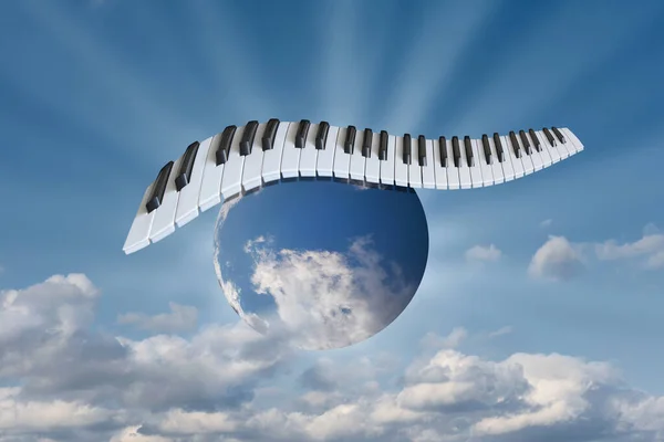 Κλειδιά Πιάνου Στον Ουρανό Στον Κόσμο — Φωτογραφία Αρχείου