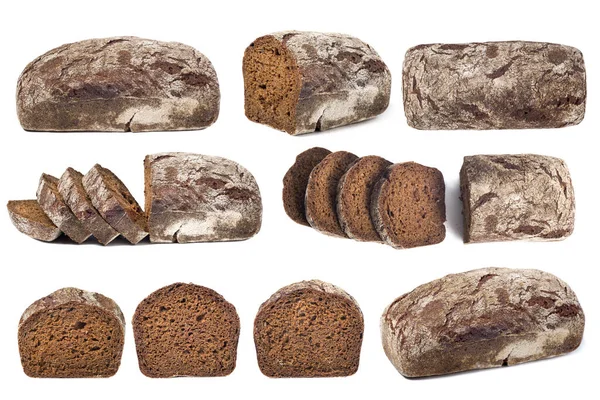 Колекція Житнього Хліба Білому Ізольованому Фоні — стокове фото