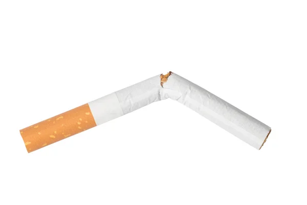 Ένα Σπασμένο Τσιγάρο Στο Λευκό Απομονωμένο Φόντο Έννοια Της Υγειονομικής — Φωτογραφία Αρχείου