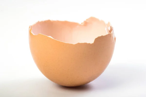 Shell Broken Egg Close White Background — Stock fotografie