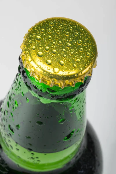 Скляна Пляшка Краплями Води Крупним Планом Алкогольні Напої — стокове фото