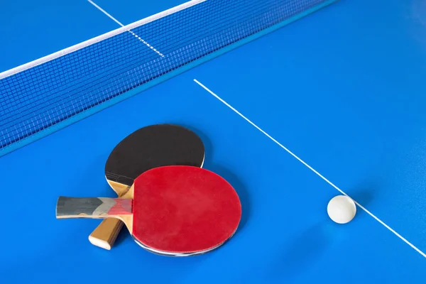 Table Tennis Rackets Ball Table — Stock Photo, Image