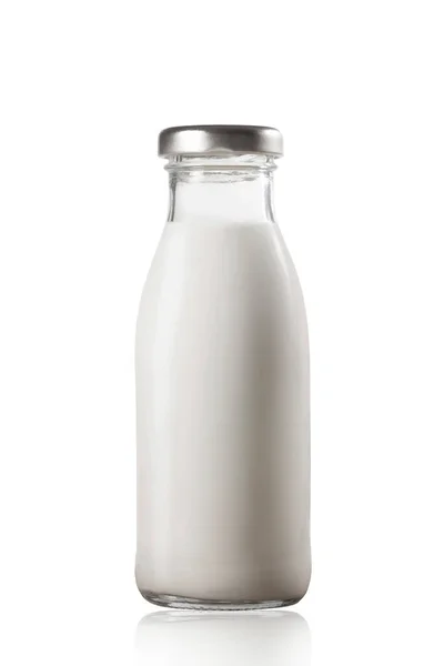 Ένα Μπουκάλι Γάλα Που Απομονώνεται Στο Λευκό Υγιή Τρόφιμα — Φωτογραφία Αρχείου