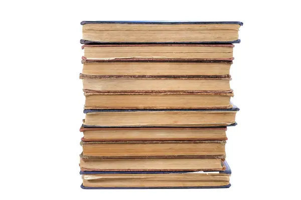 Stack Old Books Isolated White Background Close Stock Image