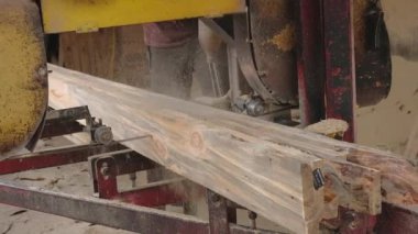 Eski bir kereste fabrikasındaki tahtaları işleme süreci. Ahşap endüstrisi.