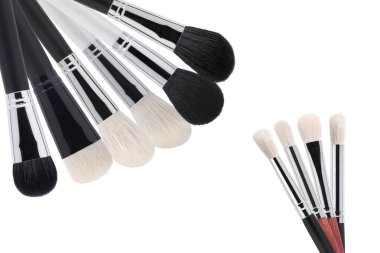 İzole edilmiş beyaz arkaplanda makyaj için fırçalar.