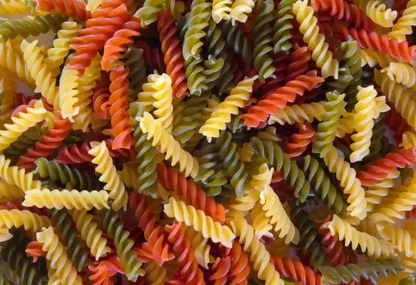 Massa Colorida Forma Uma Espiral Close Massa Italiana Multicolorida — Fotografia de Stock