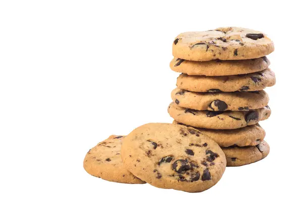 Chocolate Chip Cookie Isoliert Auf Weißem Hintergrund Hausgemachtes Gebäck — Stockfoto