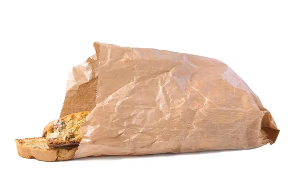 Бумажный Пакет Едой Изолированном Фоне — стоковое фото