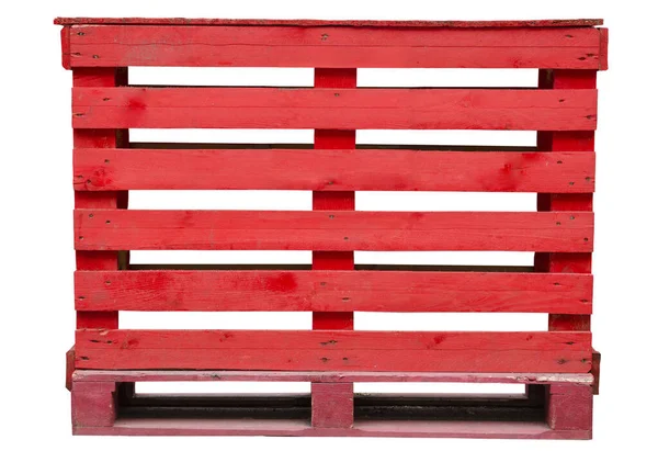Red Wood Pallet Isolated White Background Close — Stock Photo, Image