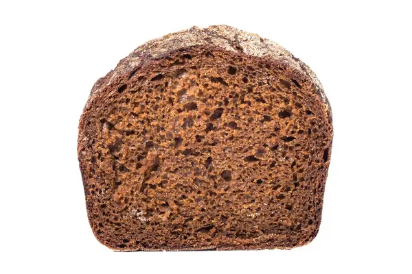 Шматочок Чорного Житнього Хліба Ізольовані Білому — стокове фото